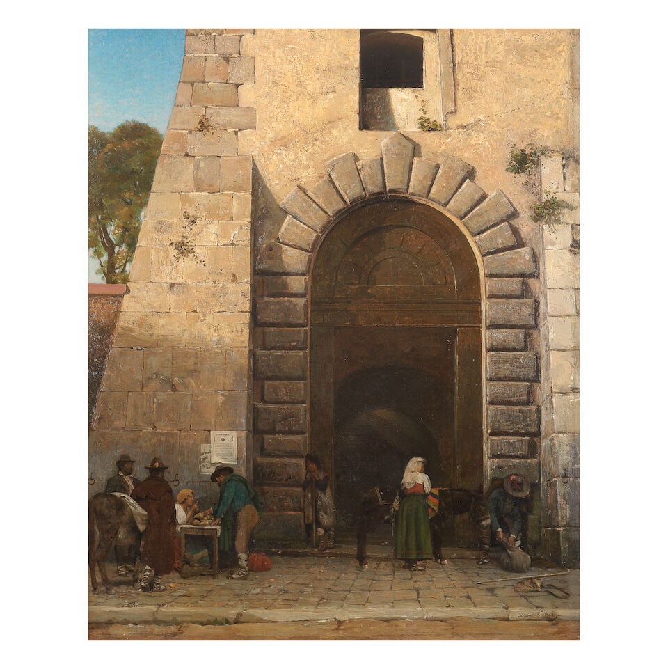Edmond Lebel (French, 1834-1909) Entrée de l'Abbaye du Monte Cassino, Italie (1 of 3)