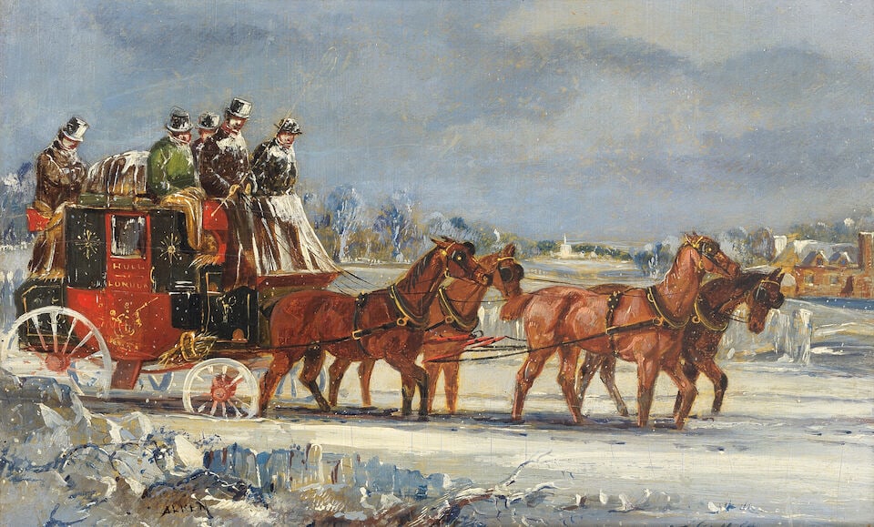 Samuel Henry Alken (British, 1810-1894) Royal Mail coach in summer; Royal Mail coach in winter - 2
