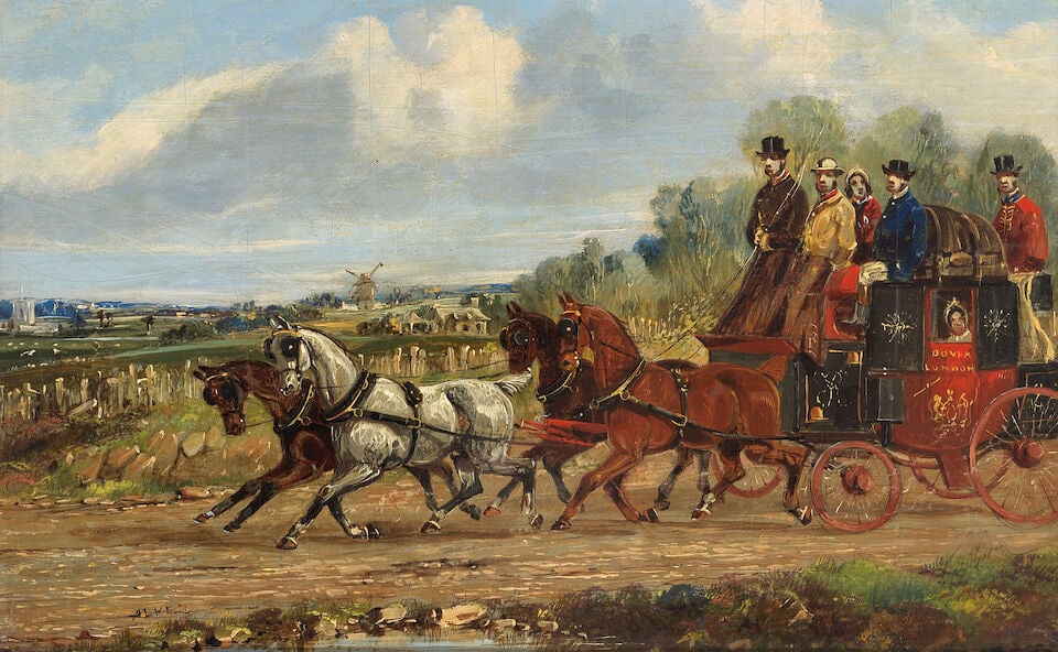 Samuel Henry Alken (British, 1810-1894) Royal Mail coach in summer; Royal Mail coach in winter - 3