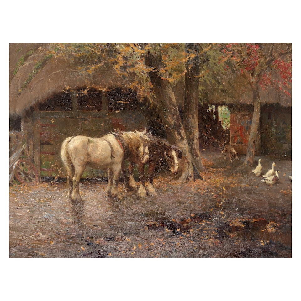 Frederick Hall (British, 1860-1948) Before the village smithy (1 of 3)