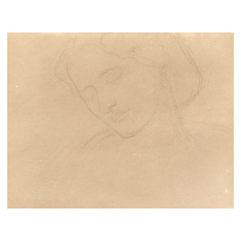 Dante Gabriel Rossetti (British, 1828-1882) Female head study: Dante Gabriel Rossetti (British, 1828-1882) Female head study pencil 28.5 x 24.5cm (11 1/4 x 9 5/8in). Footnotes: Provenance With Stone Gallery, Newcastle upon Tyne. Private collection, UK. Literature