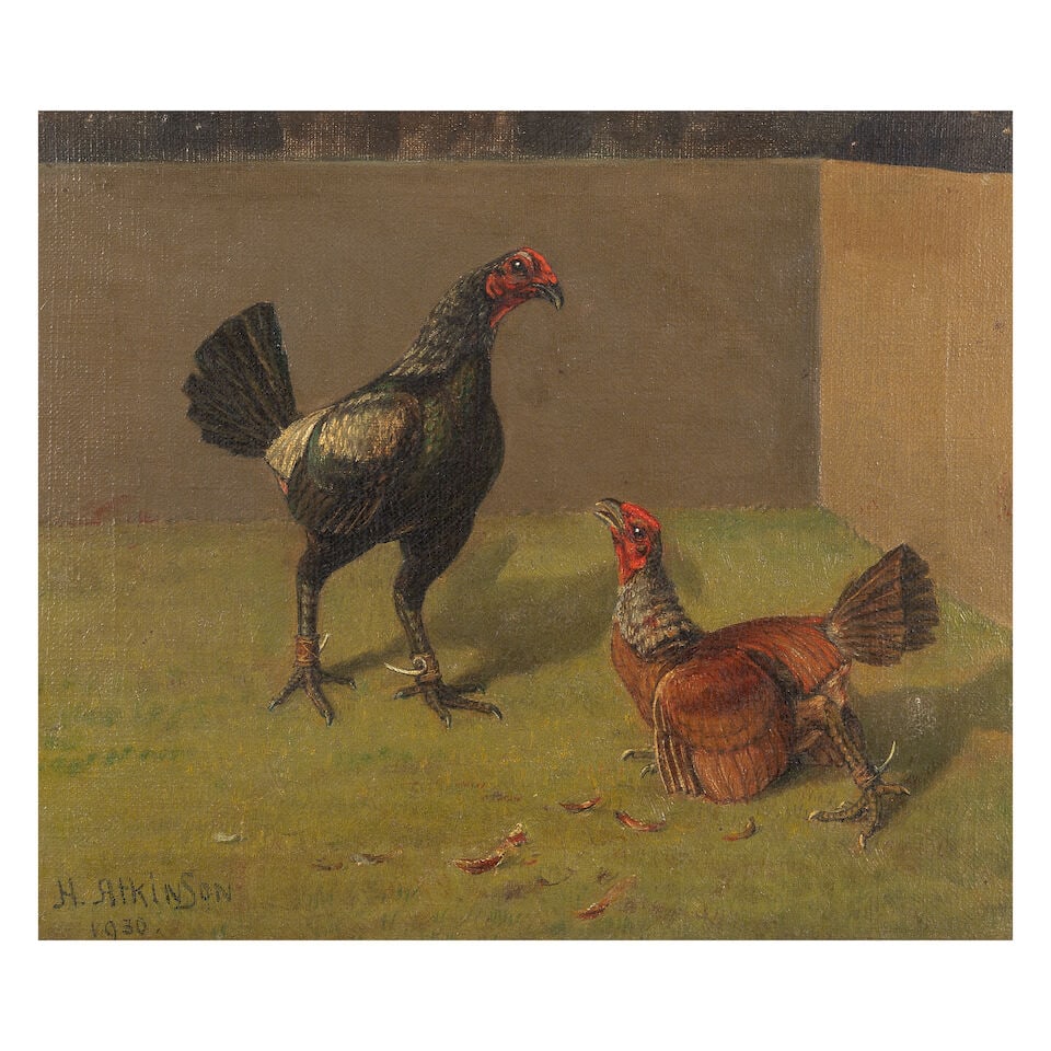 Herbert Atkinson (British c. 1863-1936) Fighting cocks (1 of 3)