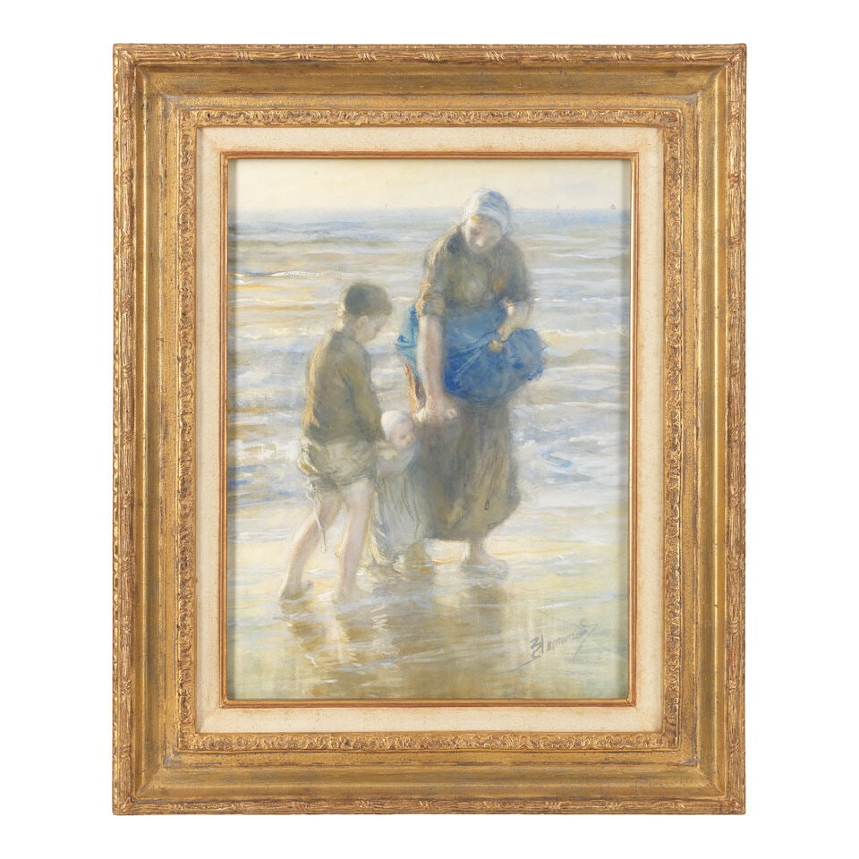 Bernardus Johannes Blommers (Dutch, 1845-1914) Paddling at the seashore - 2