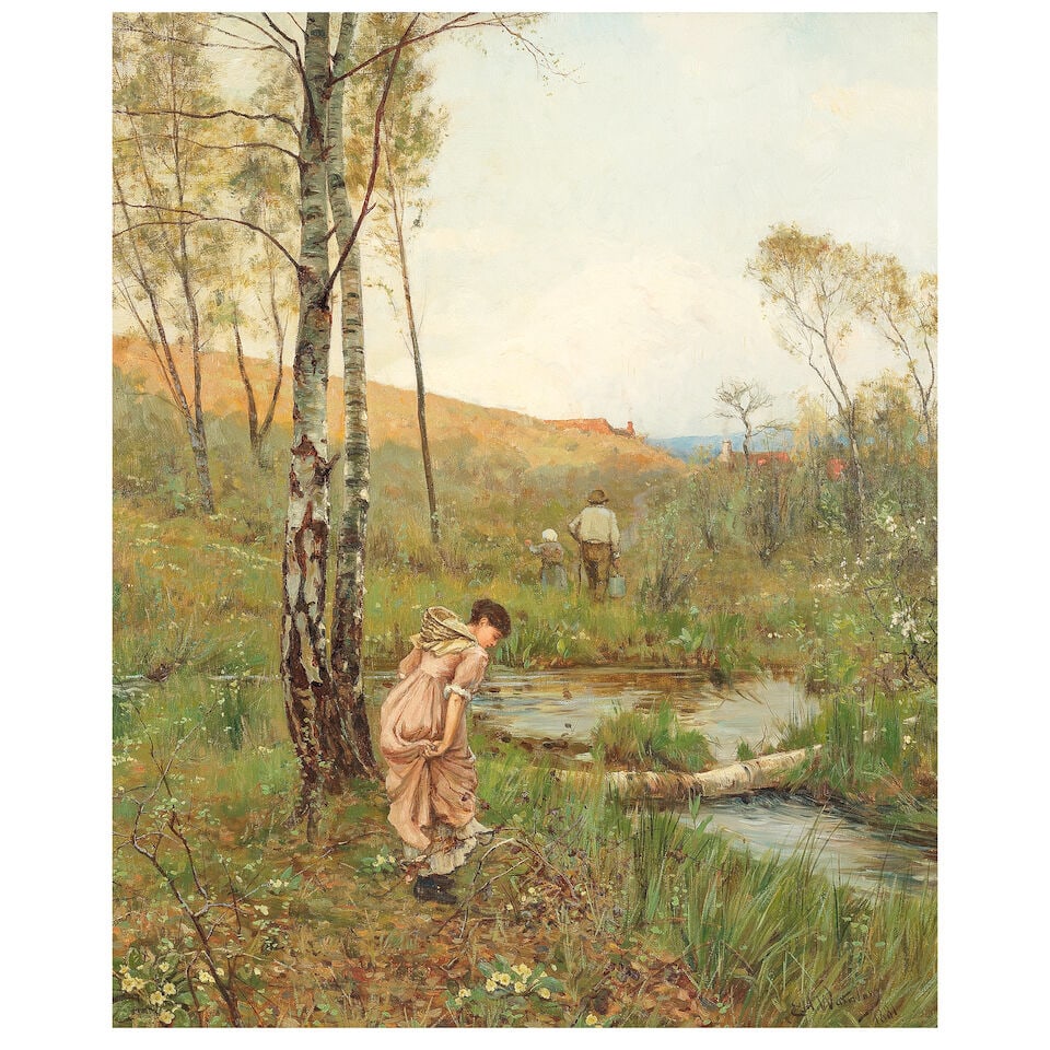 Sir Ernest Albert Waterlow, RA, PRWS (British, 1850-1919) Caught on a thorn (1 of 3)