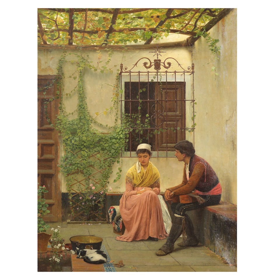 William Bright Morris (British, 1844-1912) The patio (1 of 3)