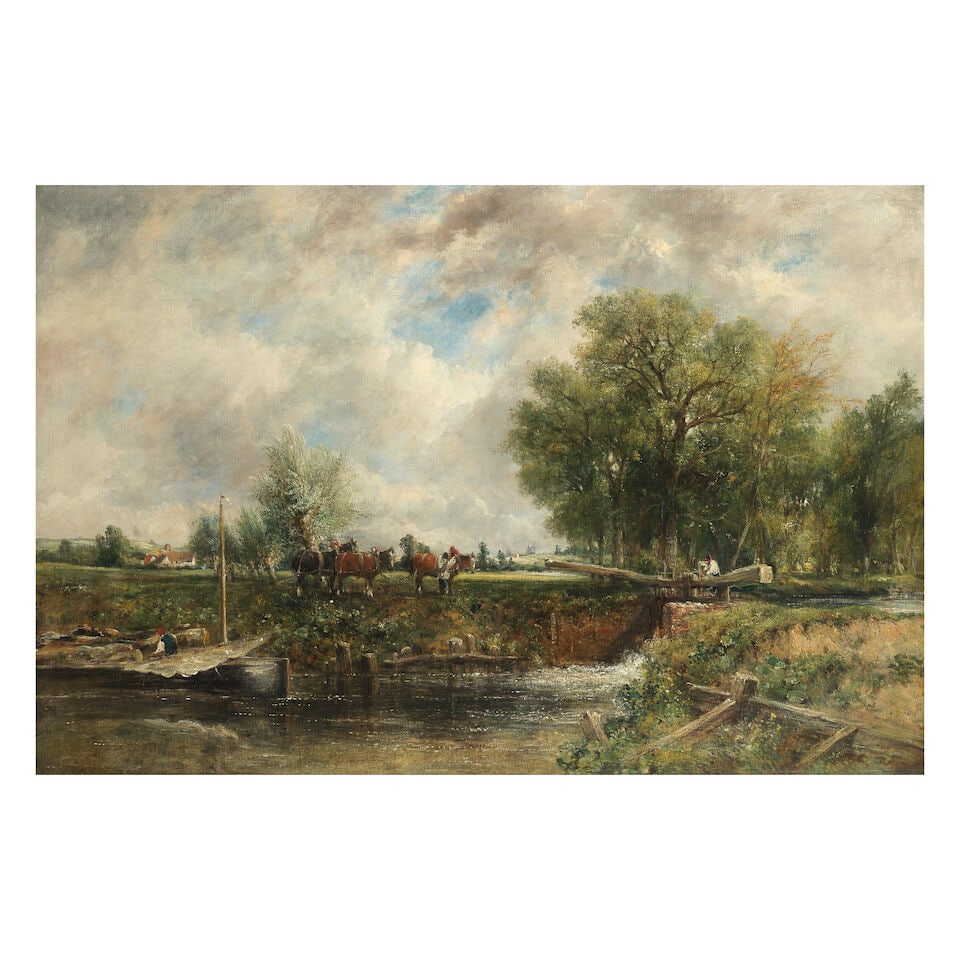 Frederick William 'Waters' Watts (British, 1800-1870) Flatford lock (1 of 3)