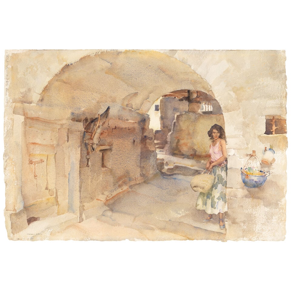 Sir William Russell Flint, RA, PRWS (British, 1880-1969) Antoinette's Alley, Vaugelas mounted bu... (1 of 2)
