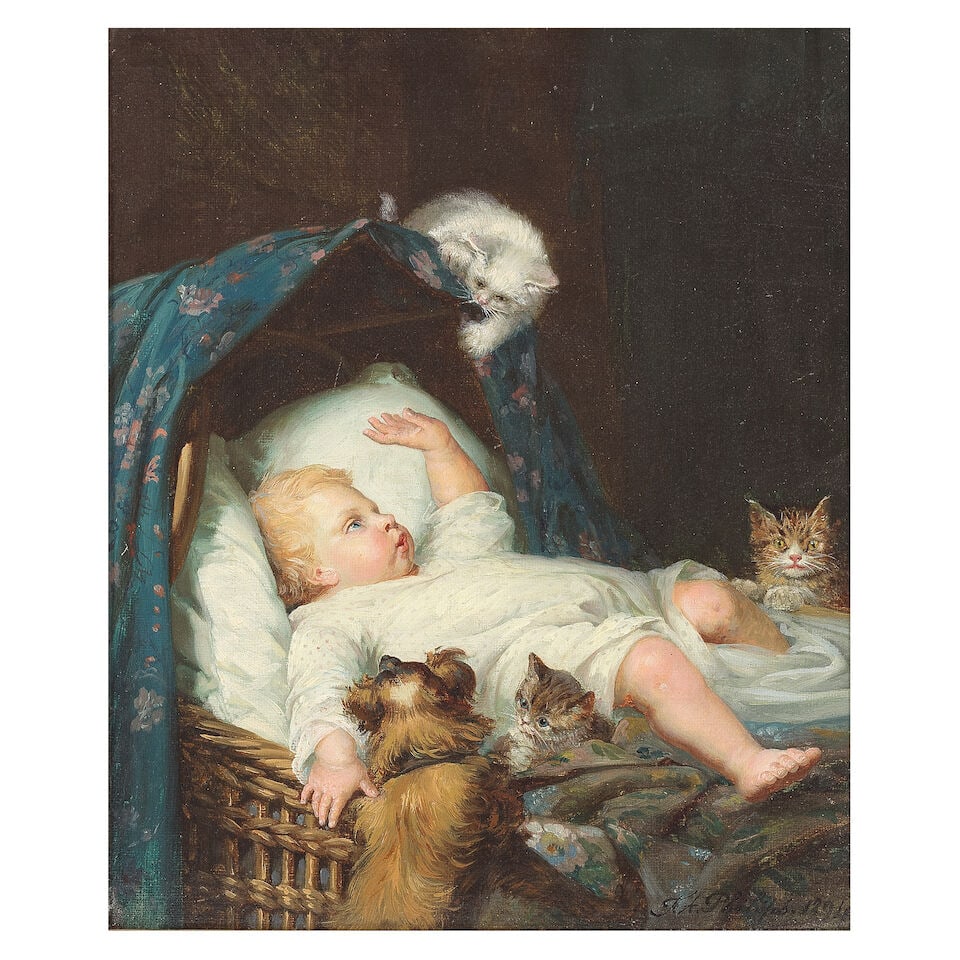 Frank Albert Philips (American, 1835-1903) The nursery companions; The young player - 2