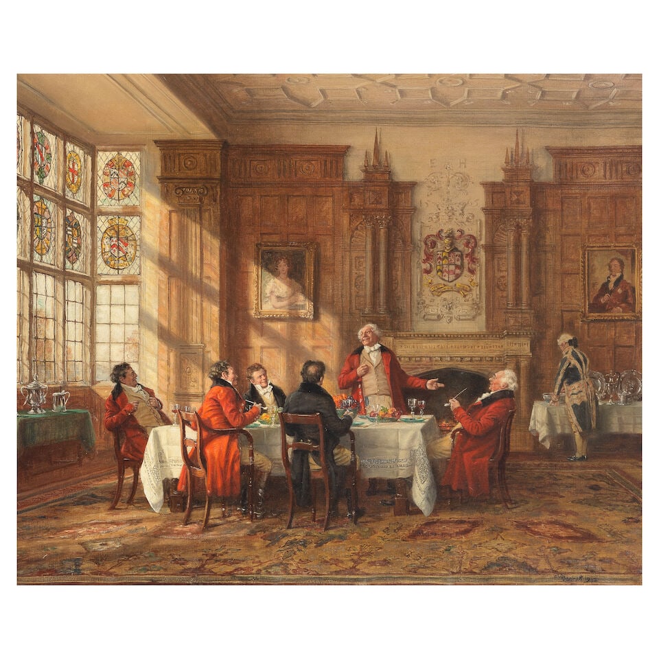 Frank Moss Bennett (British, 1874-1952) The hunt breakfast (1 of 3)
