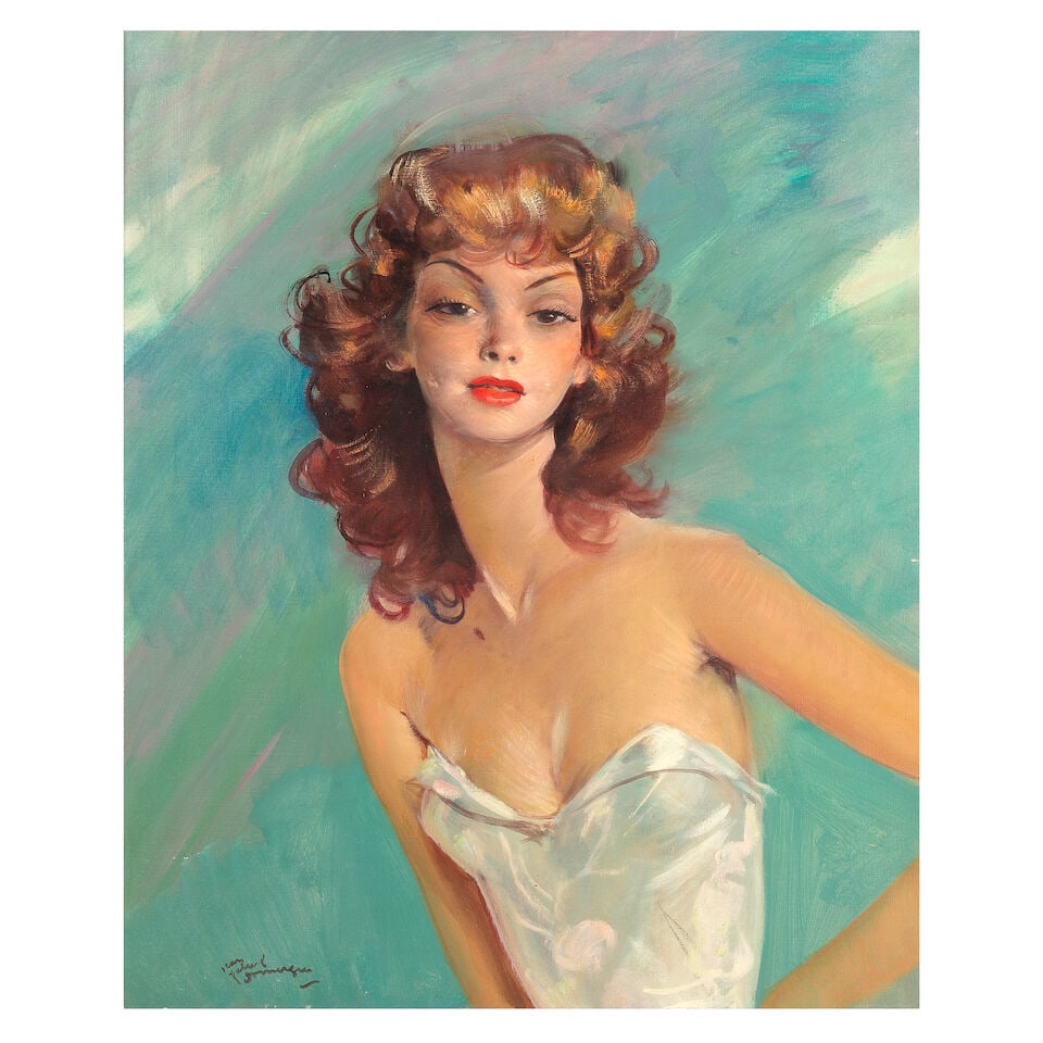 Jean-Gabriel Domergue (French, 1889-1962) Élégante sur fond vert (1 of 3)