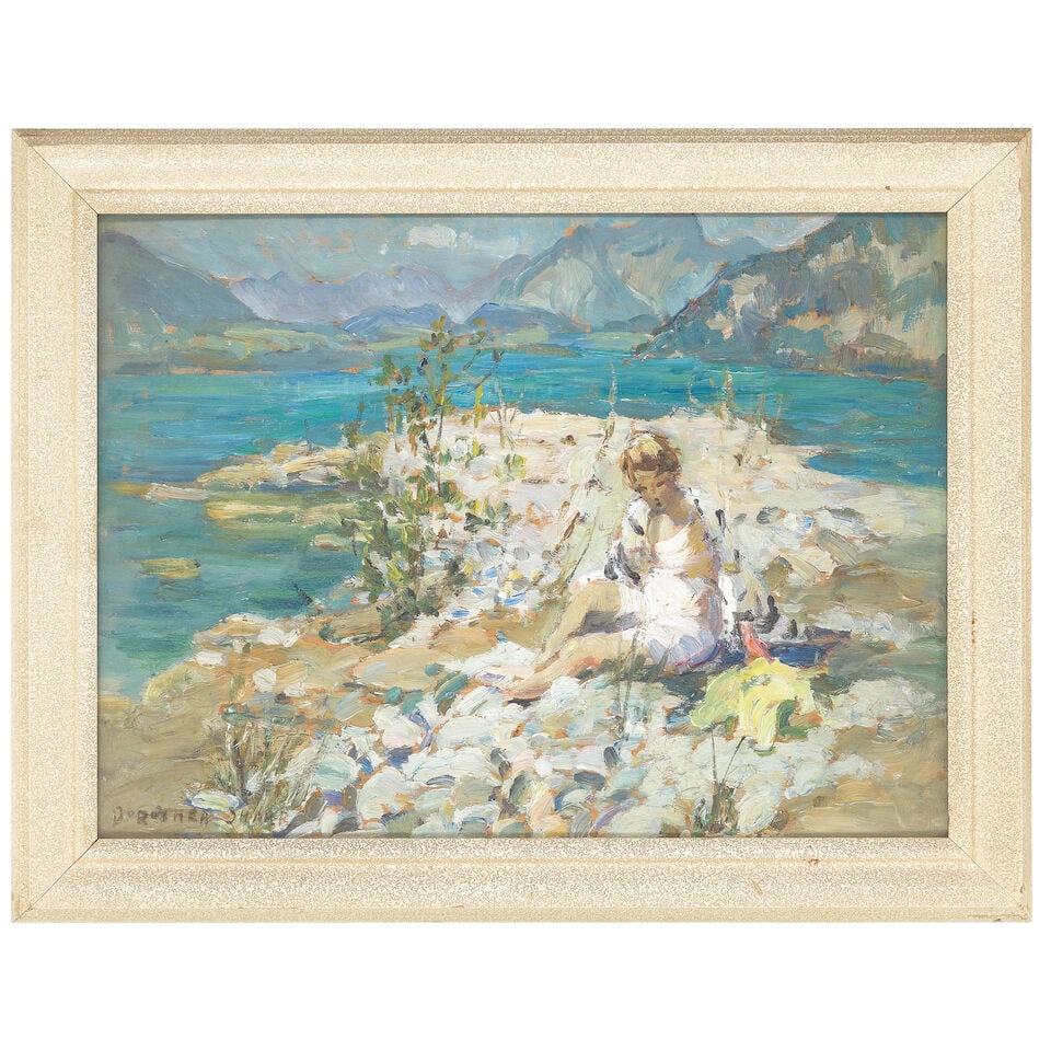 Dorothea Sharp, RBA, ROI (British, 1874-1955) Bather seated by the shore - 2