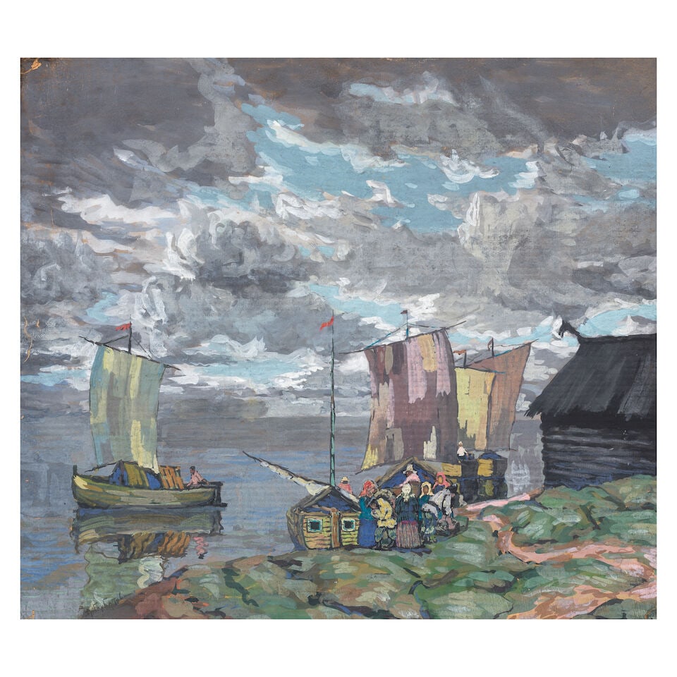 Konstantin Ivanovich Gorbatov (Russian, 1876-1945) Fishing villages unframed (1 of 3)
