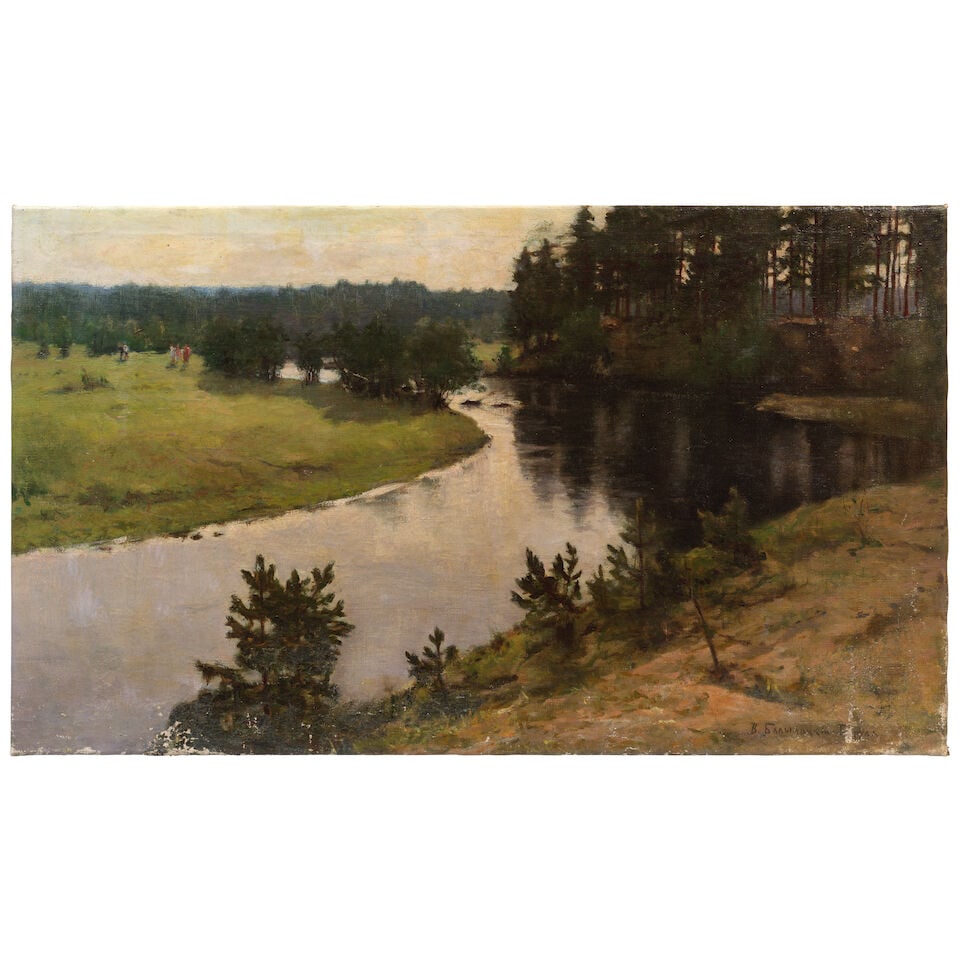 Vitold Byalinitsky-Birulya (Russian, 1872-1957) Landscape with river unframed - 2