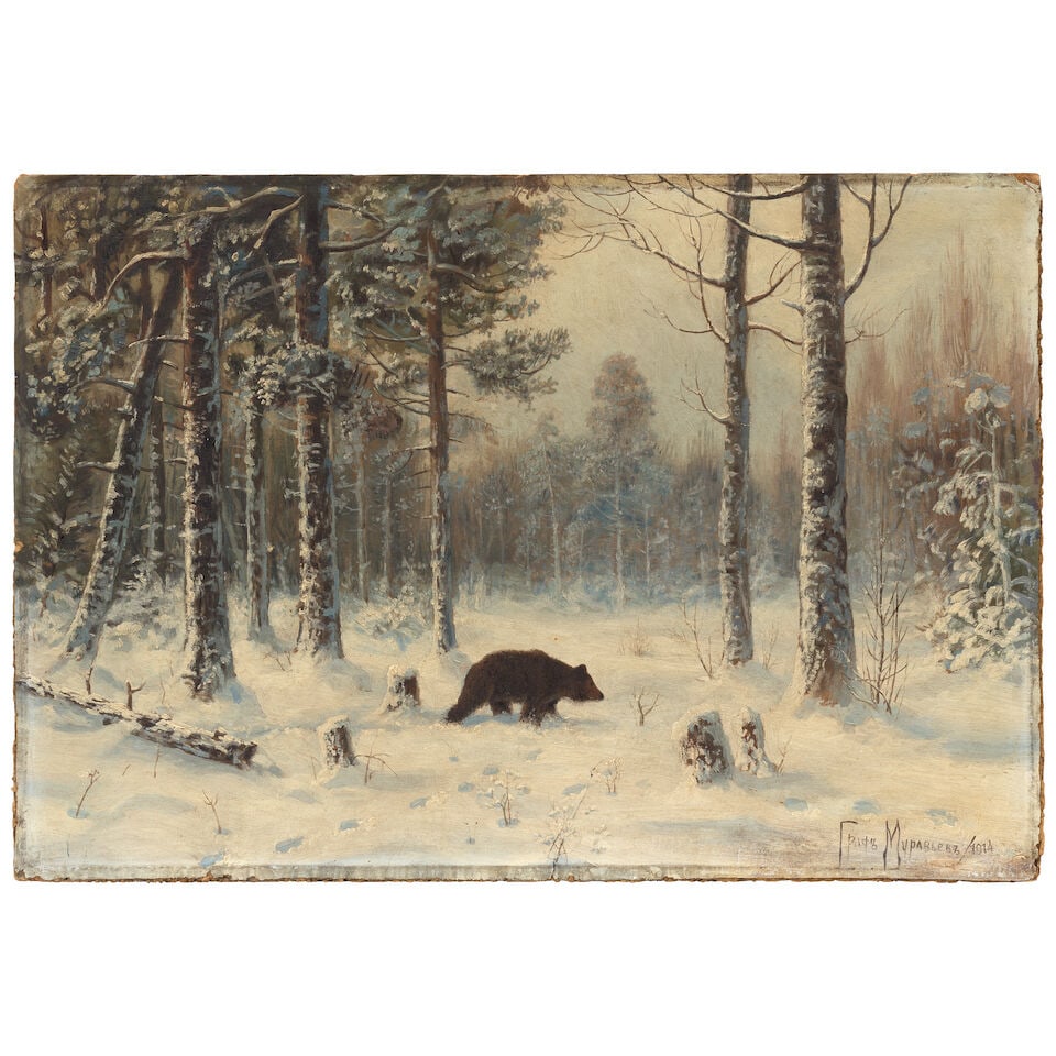Count Vladimir Leonidovich Muraviov (Russian, 1861-1940) Bear in the winter forest unframed - 2