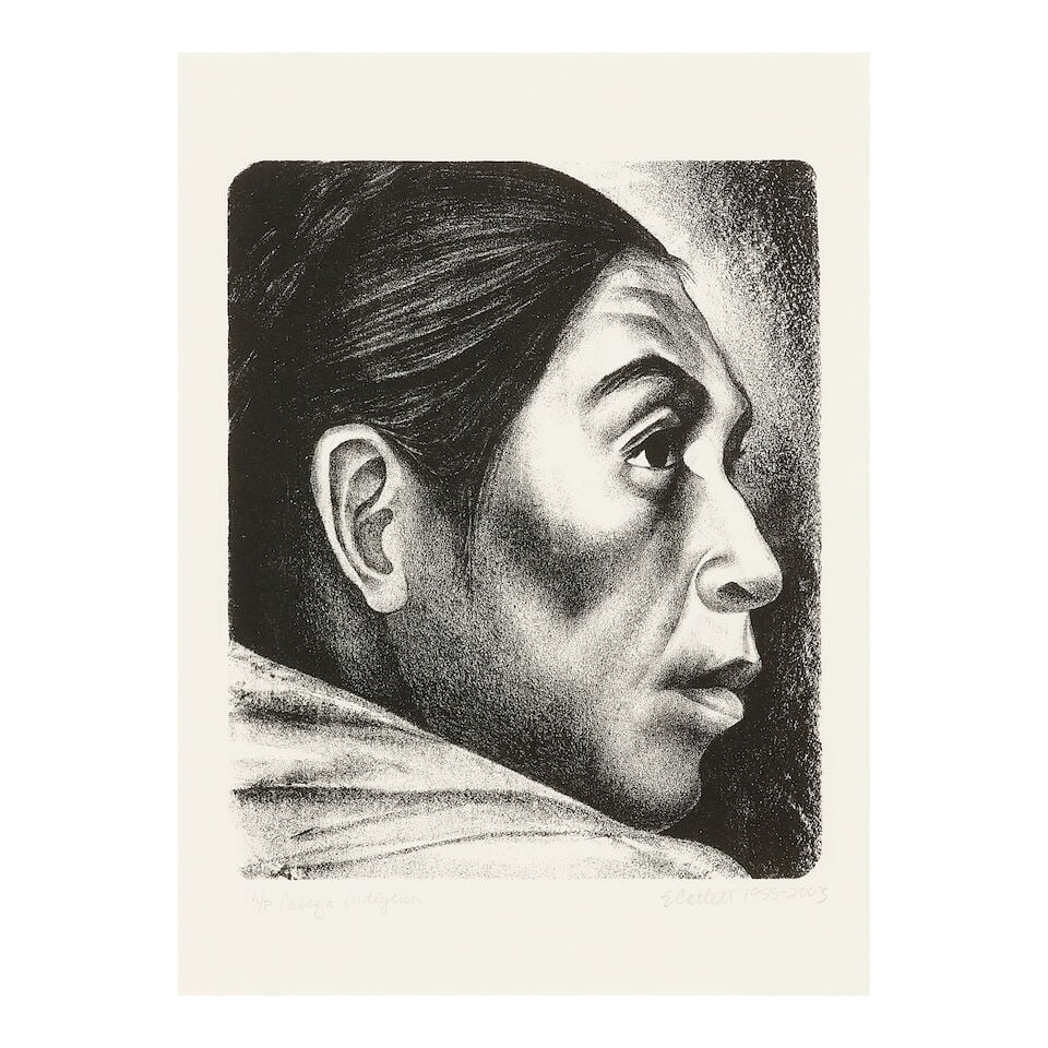 Elizabeth Catlett (1915-2012); Two works: Cabeza Indígena and Rebozos;: Elizabeth Catlett (1915-2012) Two works: Cabeza Indígena and Rebozos, 1955; 1968 Two lithographs on Arches and wove paper, each signed in pencil, titled, dated '1955-2003' and '1968-2003', each a
