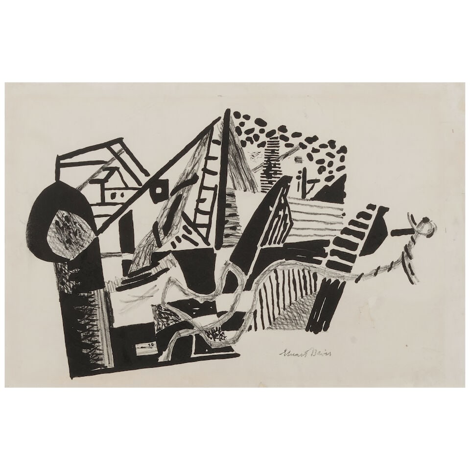 Stuart Davis (1892-1964); Anchor;: Stuart Davis (1892-1964) Anchor, 1936 Lithograph on wove paper laid to japon, from the edition of 100, published by the American Artists School, New York, with margins, framed. 8 1/2 x 13in (21.5 x 33