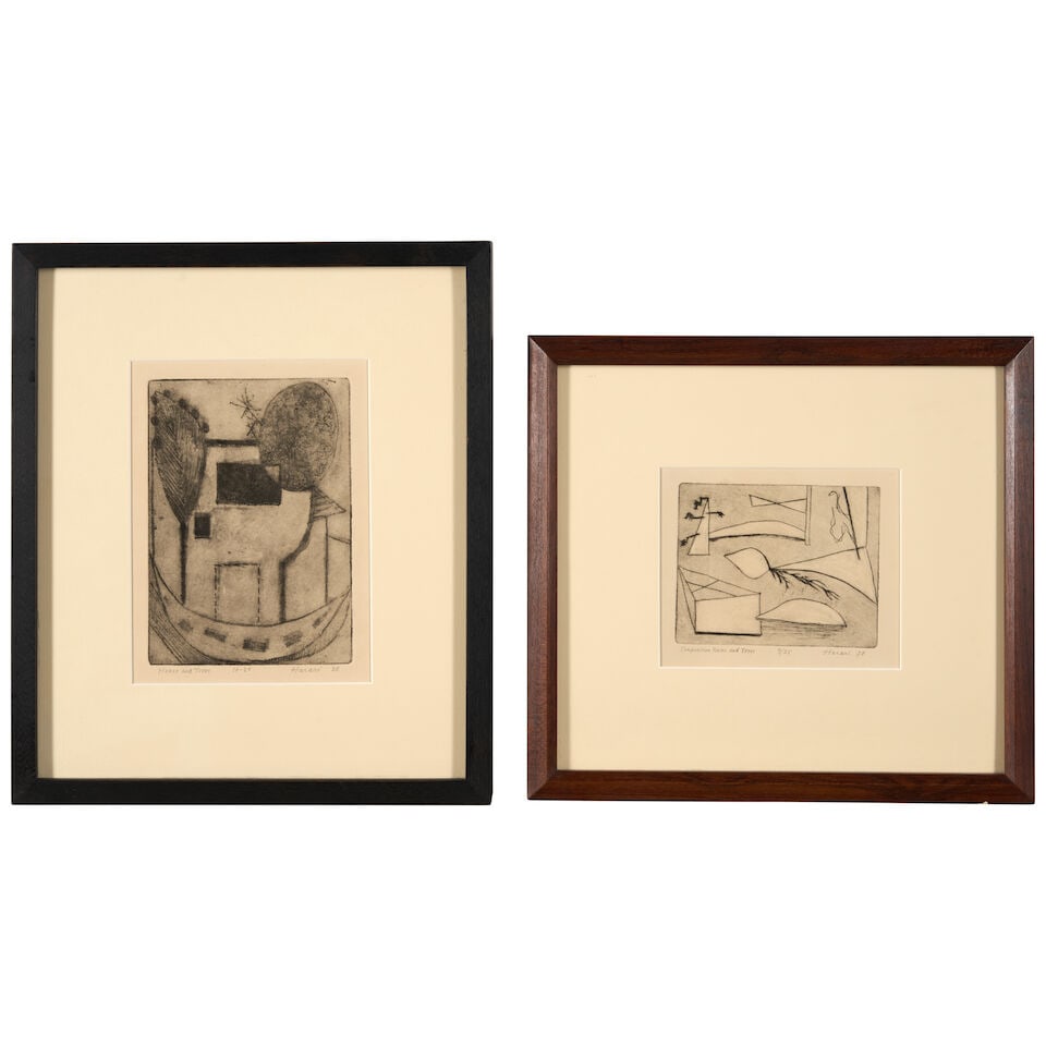 Hananiah Harari (1912-2000); Composition Rocks and Trees; House and Trees; (2) (1 of 4)