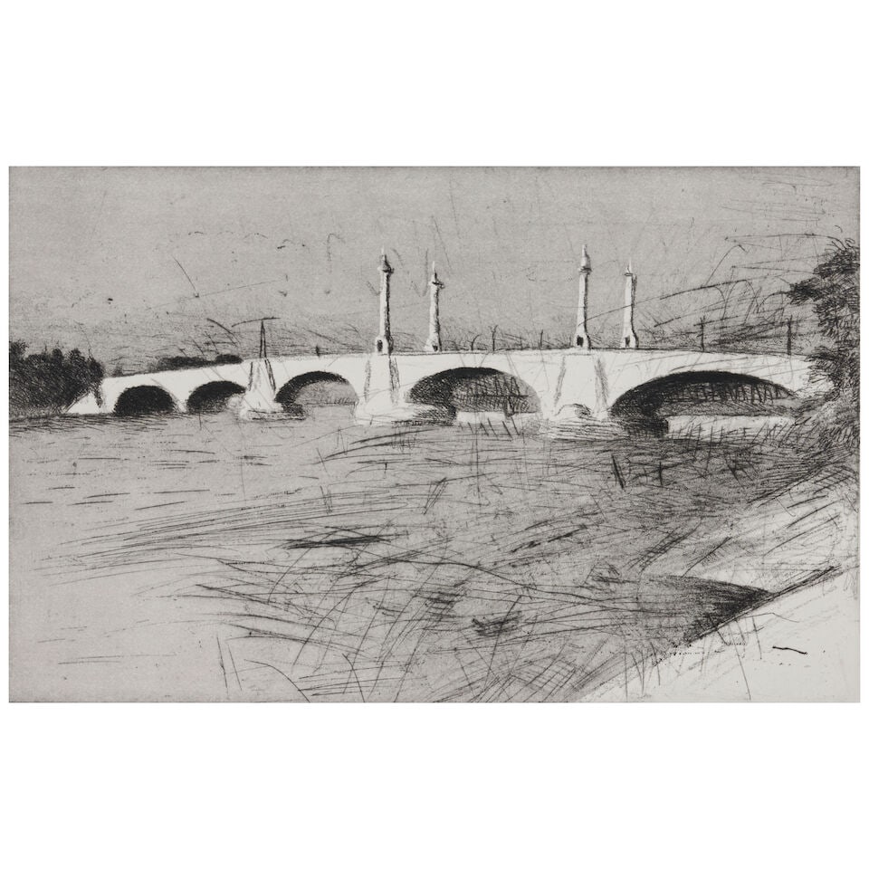 Wolf Kahn (1927-2020); Memorial Bridge, Springfield, Massachusetts; - 3
