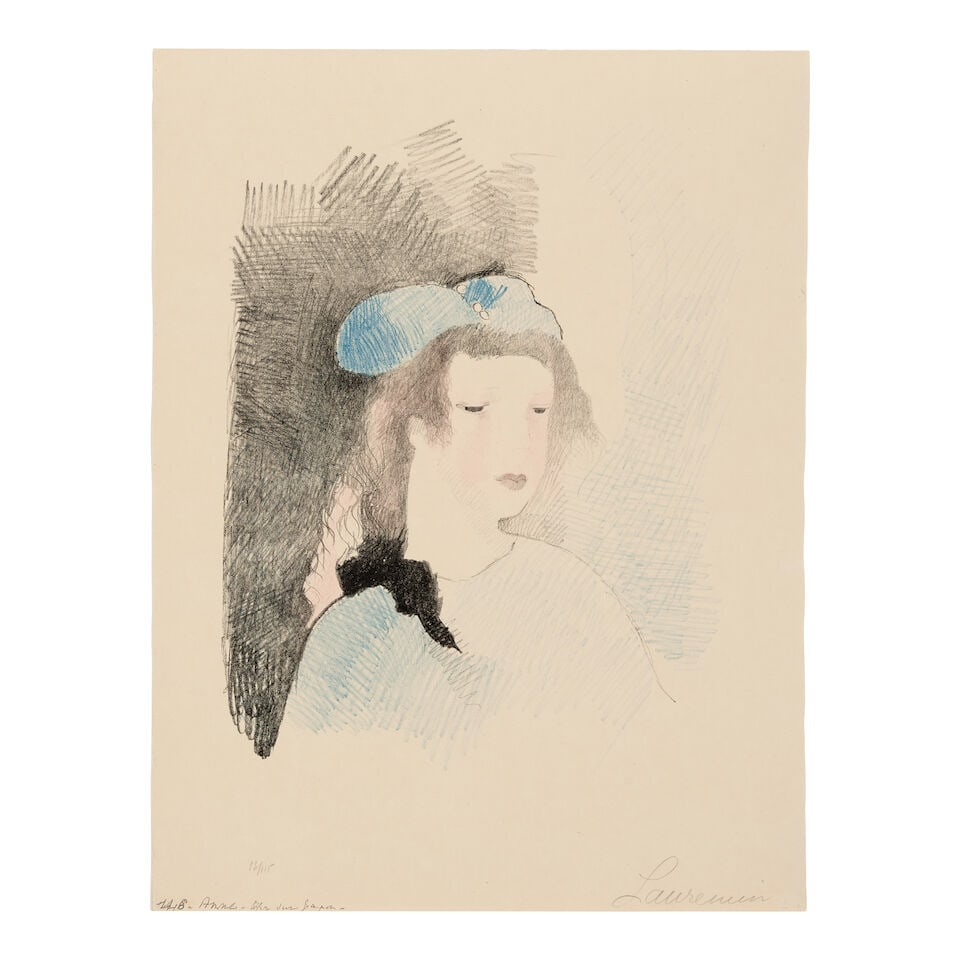 Marie Laurencin (1885-1956); Le Prince Charmaut; Les Biches; Anne et les pingouins; (3): Marie Laurencin (1885-1956) Le Prince Charmaut; Les Biches; Anne et les pingouins (Marchesseau 29; 69; 154), 1913; 1924; 1930; Two etchings on laid paper, one lithograph in colors on vellum, one March