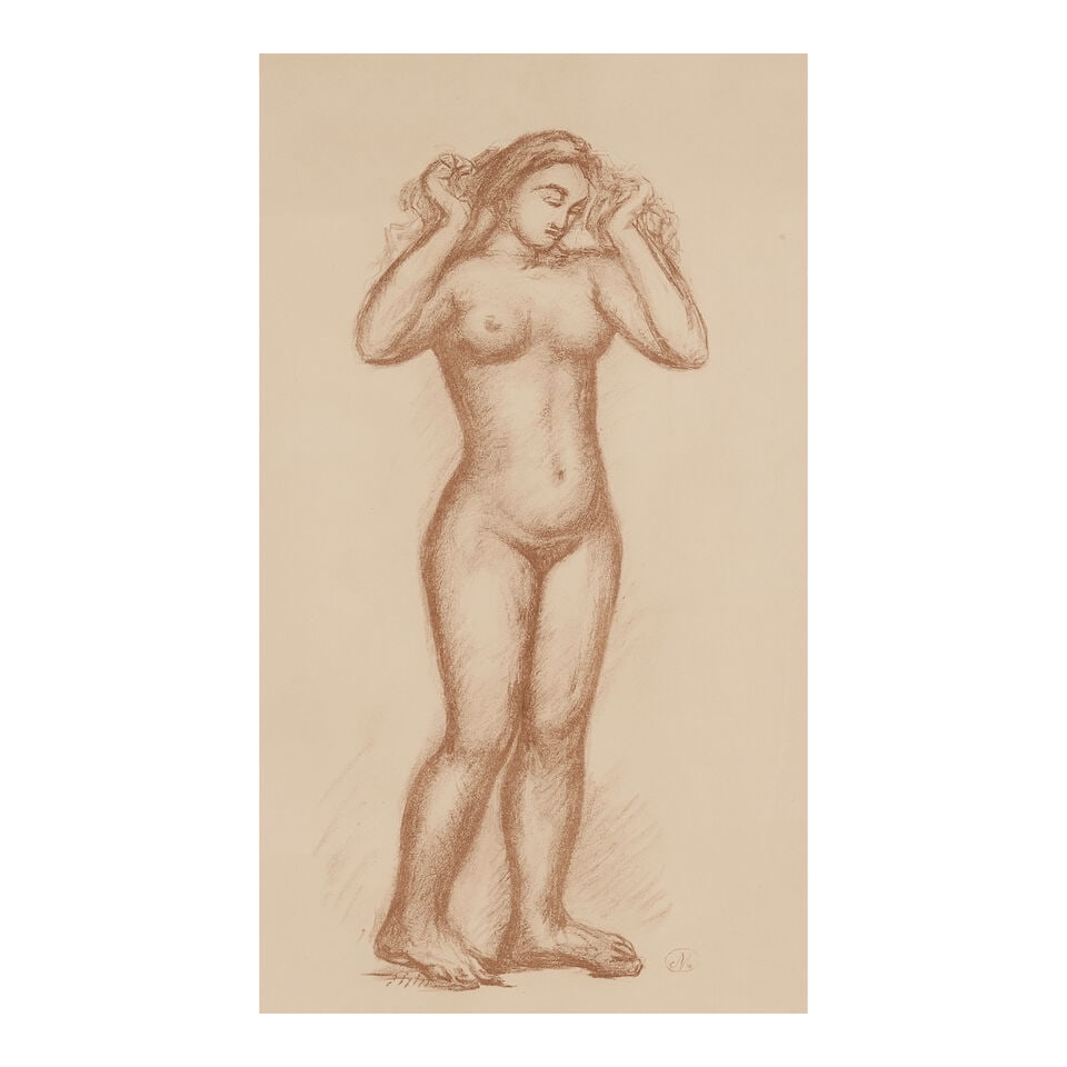 Aristide Maillol (1861-1944); Two Nude Studies, from L'art d'aimer d'Ovide;: Aristide Maillol (1861-1944) Two Nude Studies, from L'art d'aimer d'Ovide (Guérin 309; 314), 1935; 1935 Two lithographs, one in black on laid paper, one in sanguine on wove paper, each with margi