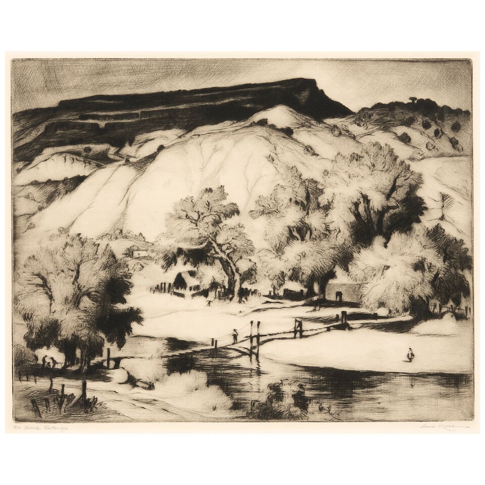 Gene Kloss (1903-1996); Rio Grande Footbridge; Return of the Pack Train; (2) (1 of 6)