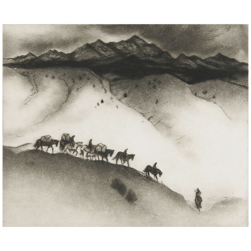 Gene Kloss (1903-1996); Rio Grande Footbridge; Return of the Pack Train; (2) - 3