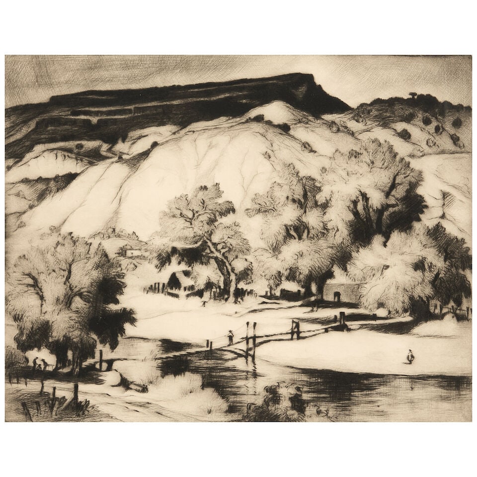 Gene Kloss (1903-1996); Rio Grande Footbridge; Return of the Pack Train; (2) - 5