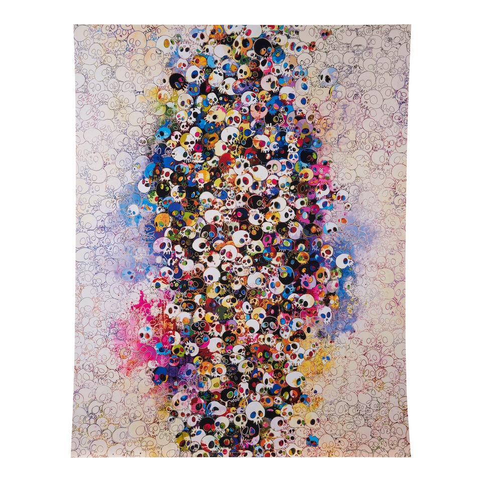 Takashi Murakami (born 1962); Who's Afraid Of Red, Yellow, Blue And Death;: Takashi Murakami (born 1962) Who's Afraid Of Red, Yellow, Blue And Death, 2011 Offset lithograph in colors on wove paper, signed in silver ink and numbered 172/300, published by Kaikai Kiki Co., Ltd.,