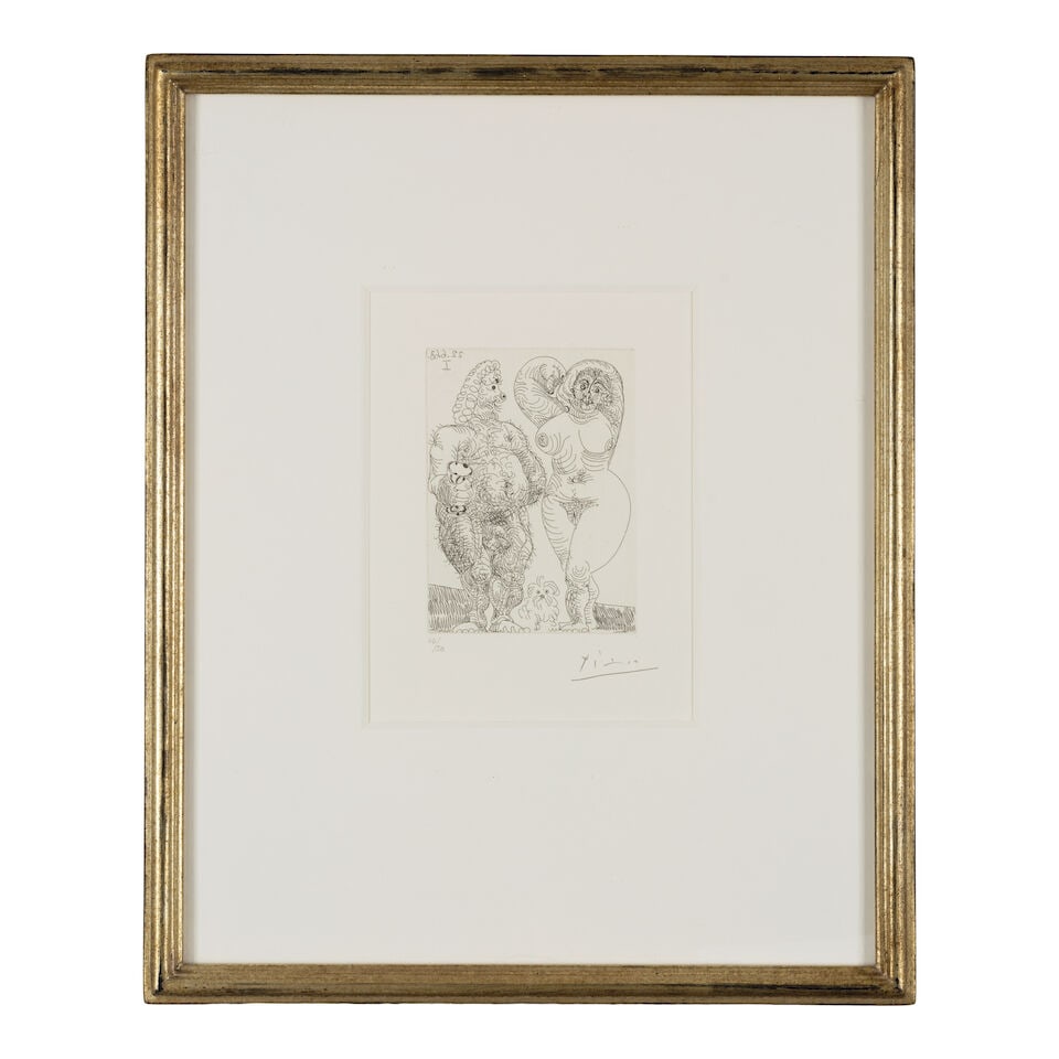 Pablo Picasso (1881-1973); Gros couple, et petite chien, poilus, from Séries 347; - 3