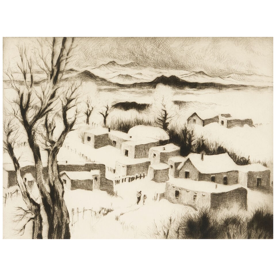 Gene Kloss (1903-1996); To a Wedding in North House; Village in the Snow; - 2
