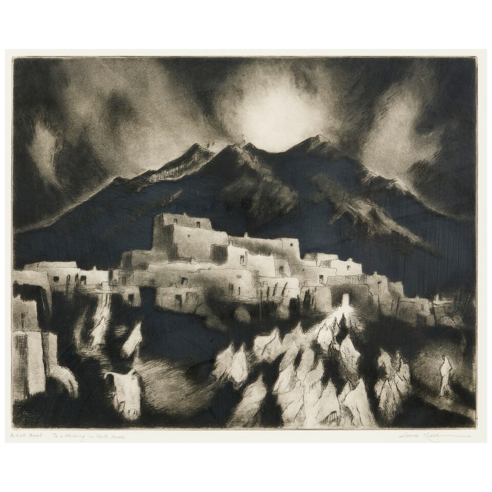 Gene Kloss (1903-1996); To a Wedding in North House; Village in the Snow; - 4