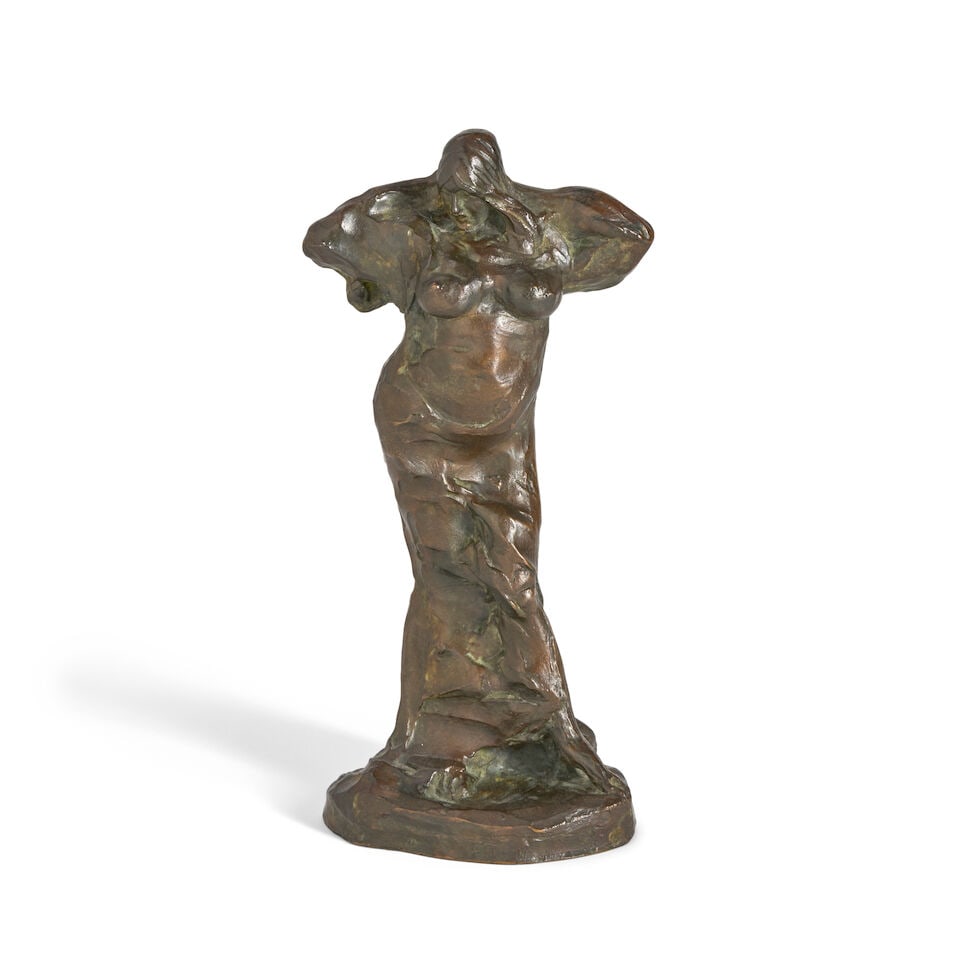 Gaston Lachaise (1882-1935); Woman (Woman Arranging Hair);: Gaston Lachaise (1882-1935) Woman (Woman Arranging Hair) (LF 7), c. 1912 (by 1913) Bronze with brown patina, with signature incised, inscribed 'LACHAISE ESTATE,' numbered 3/9, dated 1982, stamped with