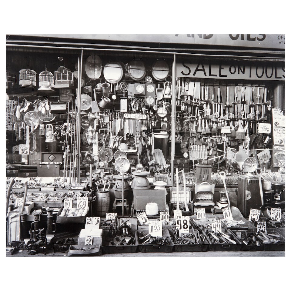 Berenice Abbott (1898-1991); Hardware Store, 316-318 Bowery, Manhattan; (1 of 2)