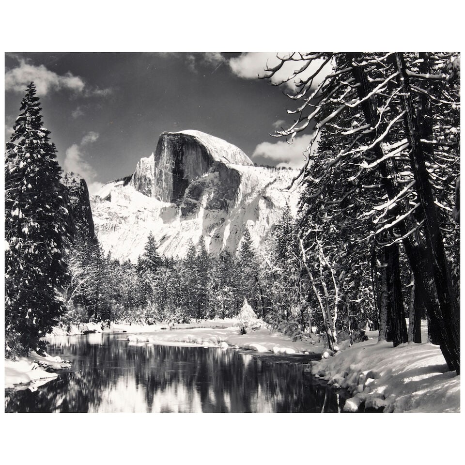 Ansel Adams (1902-1984); Half Dome, Merced River, Winter, Yosemite National Park, California; (1 of 2)