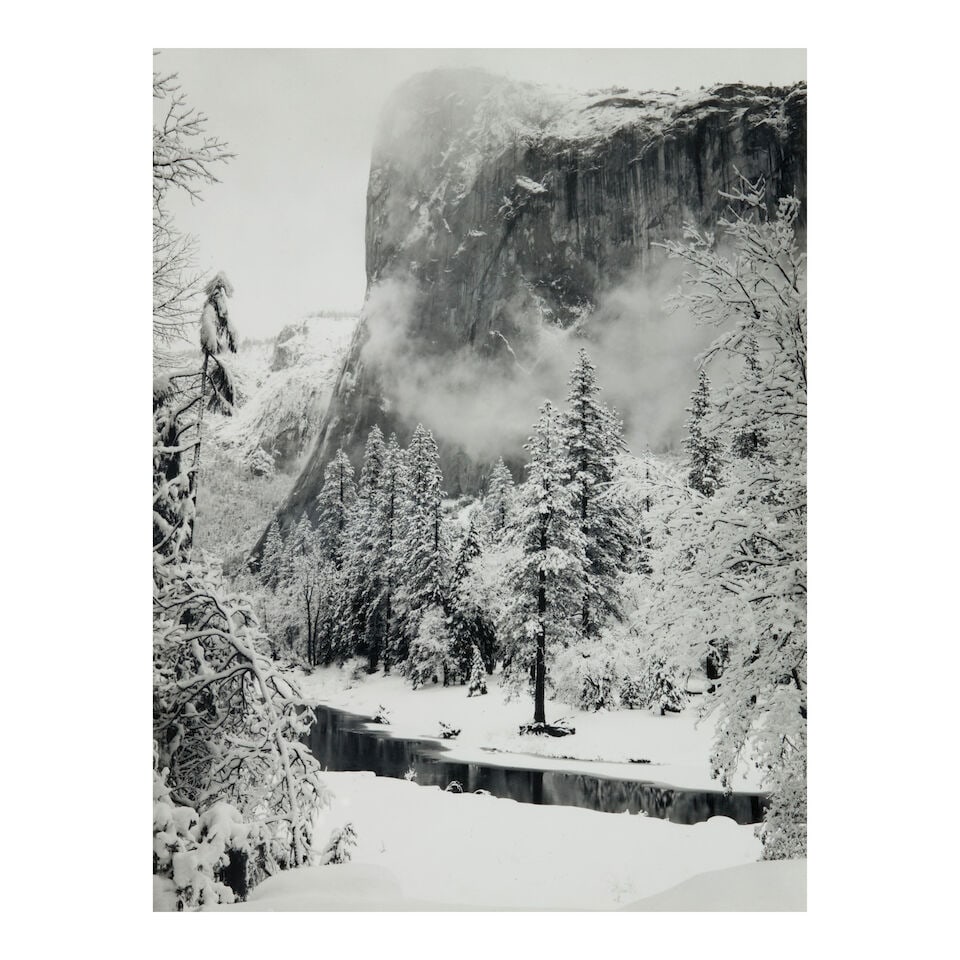 Ansel Adams (1902-1984); El Capitan, Winter, Yosemite National Park, California;: Ansel Adams (1902-1984) El Capitan, Winter, Yosemite National Park, California, 1952 Gelatin silver print, printed 1972-74; mounted, initialed 'AA' in pencil on the mount, the 'Special Edition Photogr