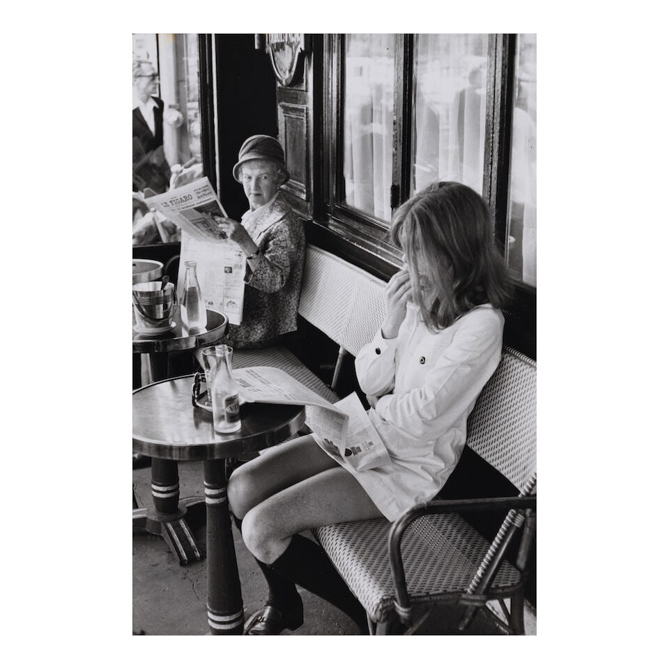 Henri Cartier-Bresson (1908-2004); Saint-Germain-des-Prés, Paris;: Henri Cartier-Bresson (1908-2004) Saint-Germain-des-Prés, Paris, 1969 Gelatin silver print; the photographer's credit stamp and two 'Popular Photography' stamps on the reverse. 10 x 6 3/4 in (25.