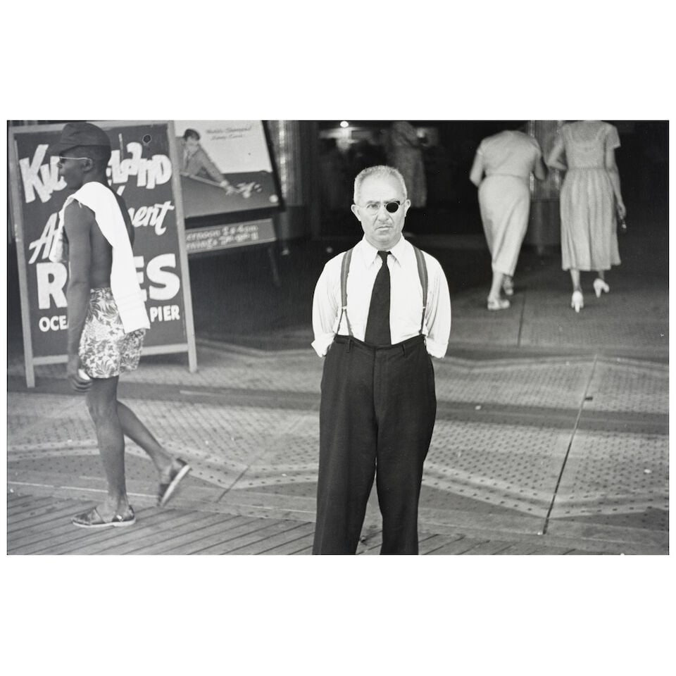 Louis Faurer (1916-2001); 'Atlantic City Boardwalk, N.J.';: Louis Faurer (1916-2001) 'Atlantic City Boardwalk, N.J.', 1938 Gelatin silver print, printed 1980; signed, titled, dated, and inscribed in pencil on the reverse. 7 7/8 x 11 7/8 in. (20 x 30.2 cm.) she