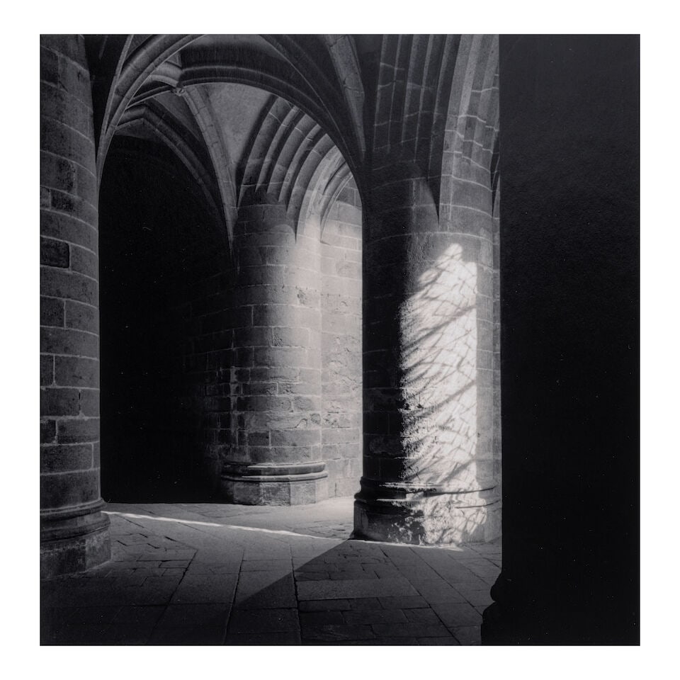 Michael Kenna (born 1953); 'Crypt of the Great Pillars at Night, Mont St Michel, France'; (1 of 2)
