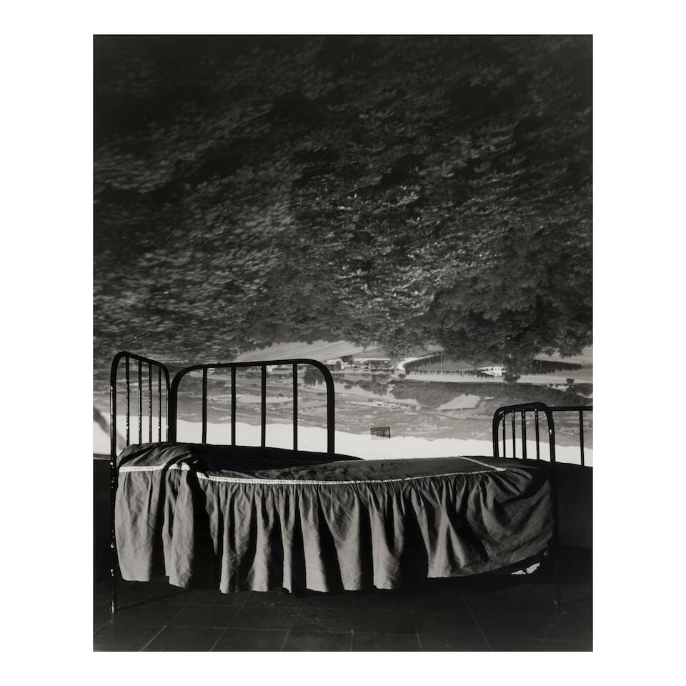 Abelardo Morell (born 1948); Camera Obscura: Umbrian Landscape Over Bed;: Abelardo Morell (born 1948) Camera Obscura: Umbrian Landscape Over Bed, 2000 Gelatin silver print; signed, titled, dated, and editioned '10/30' in pencil on the reverse, framed. 22 3/8 x 18 1/8 in. (5