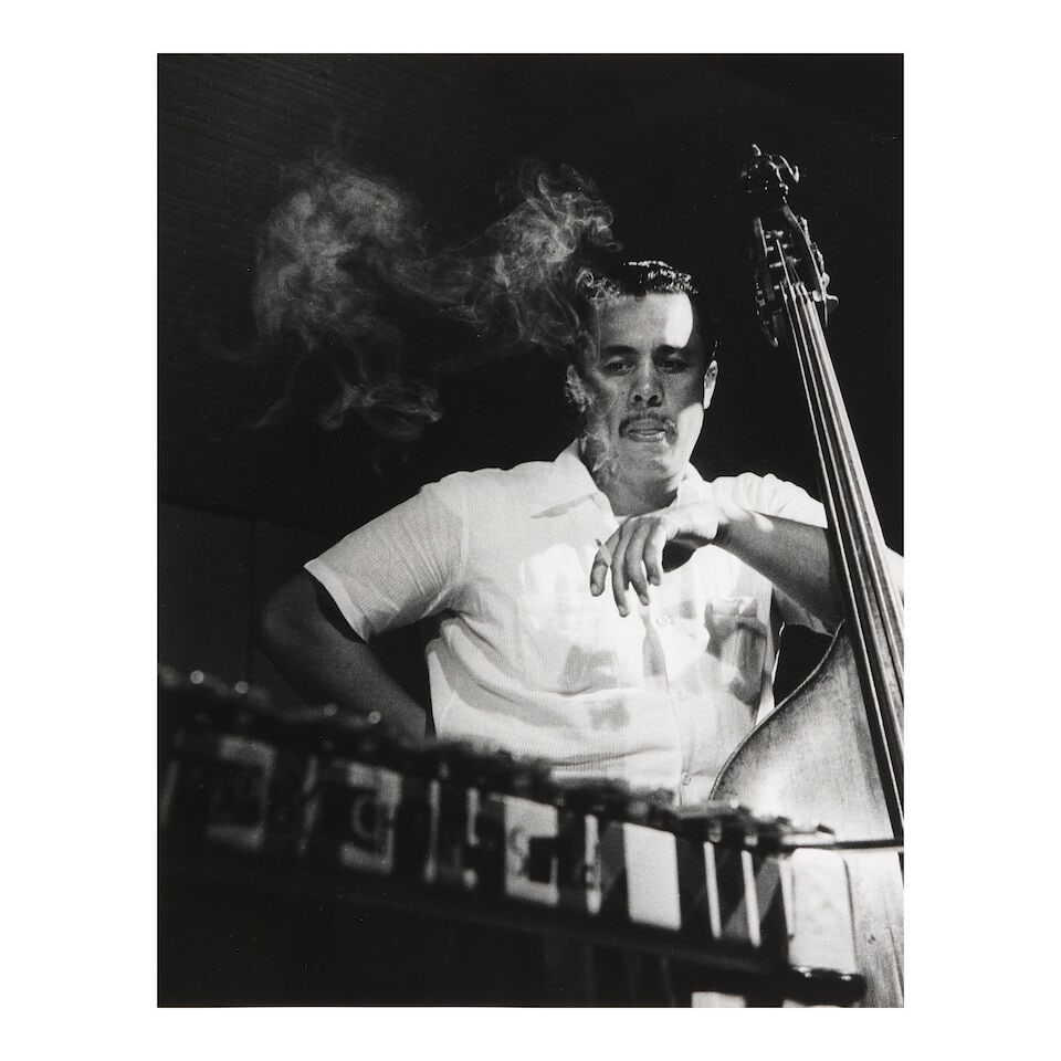 Bob Parent (1923-1987); Charlie Mingus During Rehersal, Music Barn at Music Inn, Lenox, MA;: Bob Parent (1923-1987) Charlie Mingus During Rehersal, Music Barn at Music Inn, Lenox, MA, 1955 Gelatin silver print, printed later; the photographer's inkstamps on the reverse. 13 5/8 x 10 3/4 in. (3
