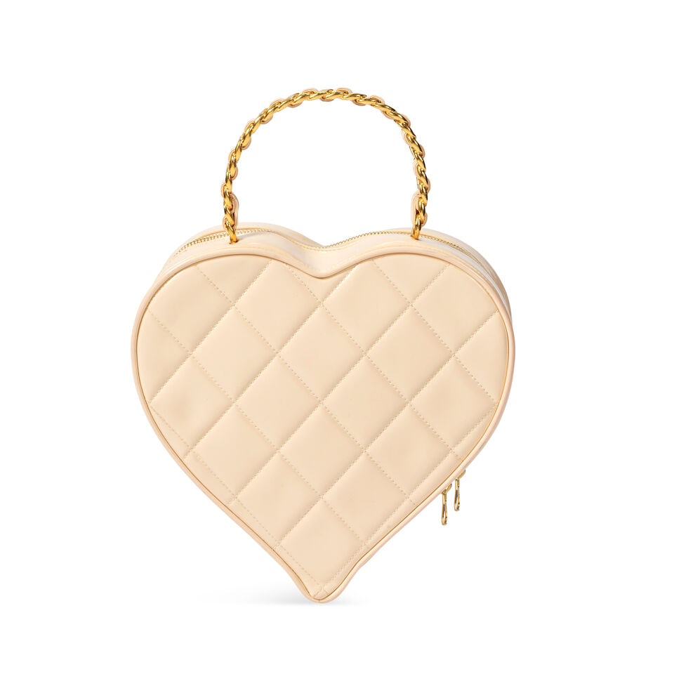 Chanel: a Beige Patent Leather Heart Vanity Bag 'Barbie' Collection Spring 1995 (includes serial... - 3