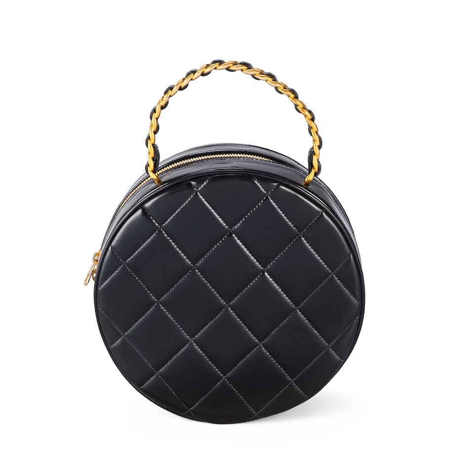 Chanel: a Black and White Patent CC Round Vanity Case 'Barbie' Collection, Spring 1995 (includes... - 2