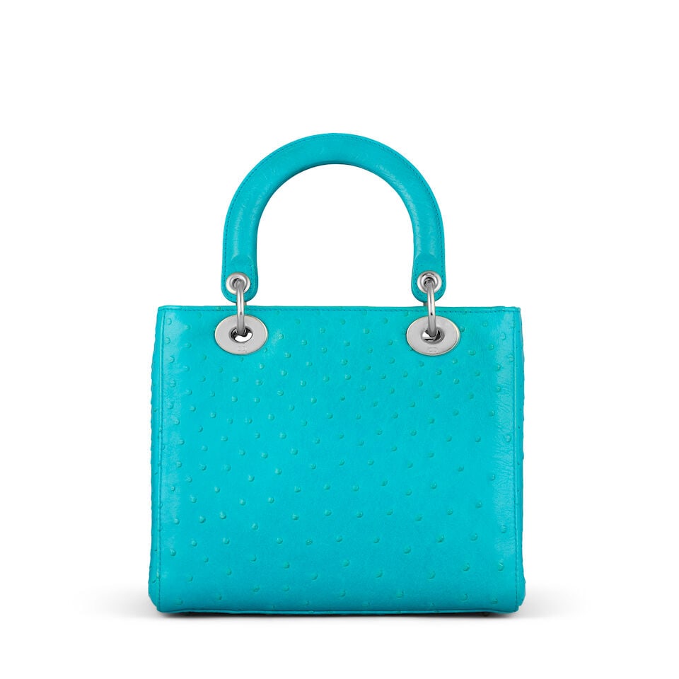 Christian Dior: a Blue Ostrich Medium Lady Dior 2012 - 2