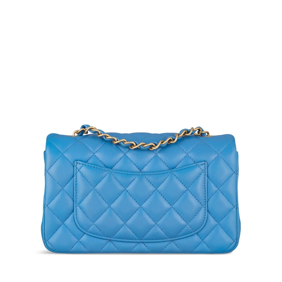 Chanel: a Blue Quilted Lambskin Mini Flap Bag 2019-20 (includes serial sticker, authenticity car... - 2
