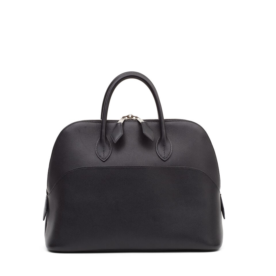 Hermès: a Black Swift Leather Bolide 1923 30 2007 (includes padlock, keys, cloche, dust bag...: Hermès: a Black Swift Leather Bolide 1923 30 2007 Palladium hardware Condition Grade B 30cm wide, 23cm high, 12cm deep, 8cm handle drop, includes padlock, keys, cloche, dust bags, rain jacket,