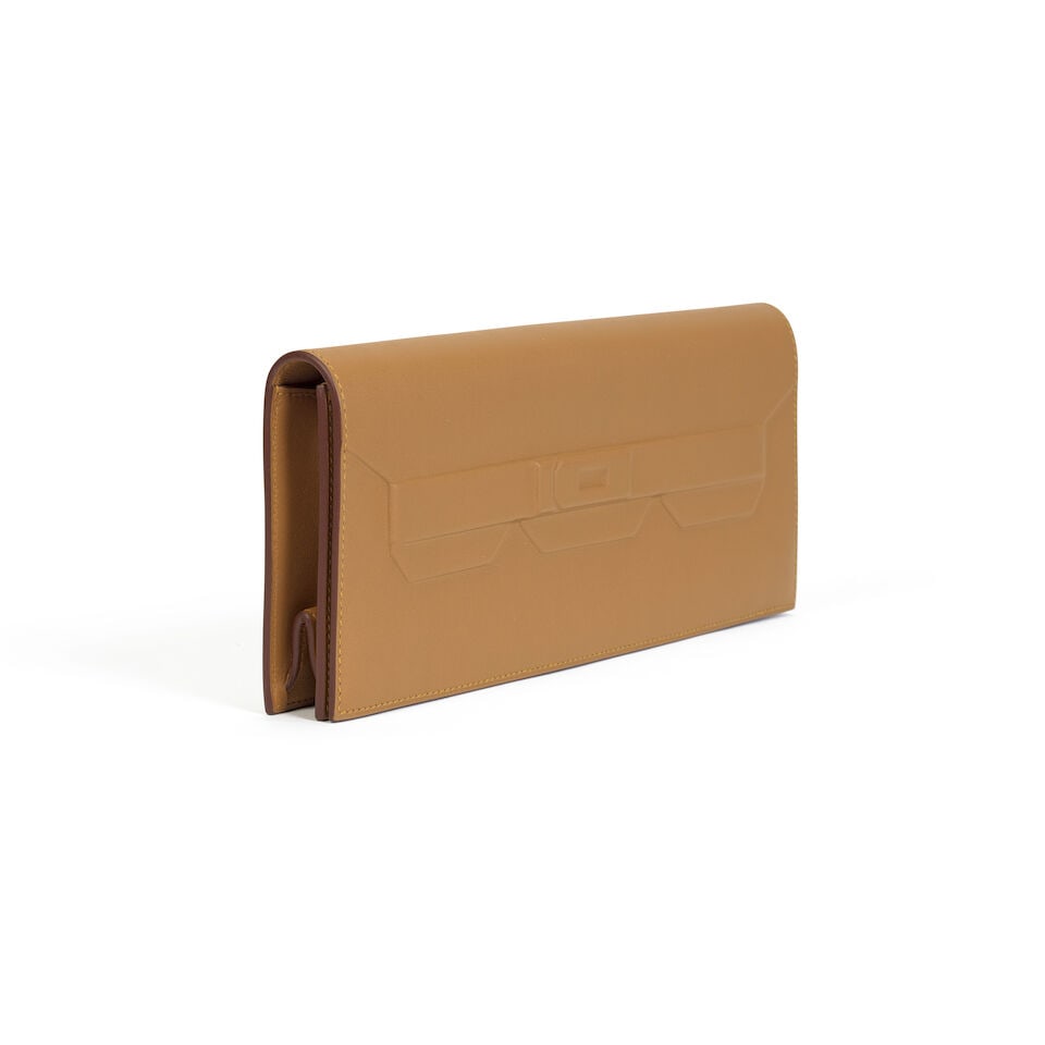 Hermès: a Bronze Doré Swift Leather Shadow Birkin Pochette 2023 (includes felt protect... - 3