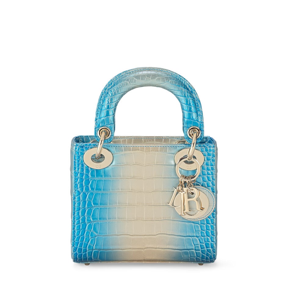 Christian Dior: a Metallic Blue Alligator Ombre Mini Lady Dior 2021 (includes dust bag, box and ... (1 of 2)
