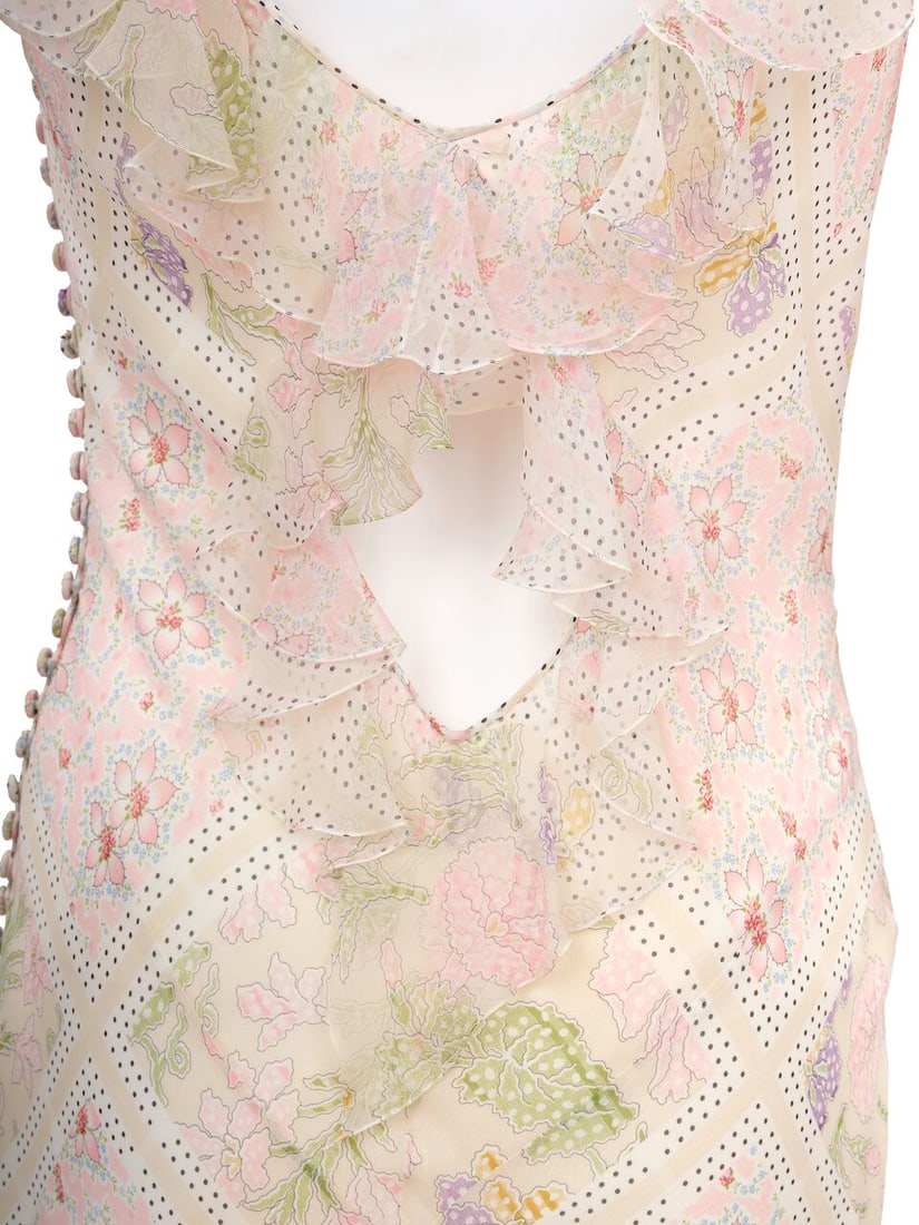 JOHN GALLIANO: PINK SILK CHIFFON RUFFLE DRESS Fall 2004 - 2