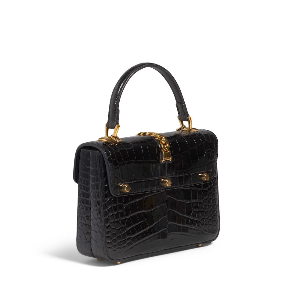 GUCCI: BLACK CROCODILE MINI SYLVIE 1969 Fall 2019 - 2