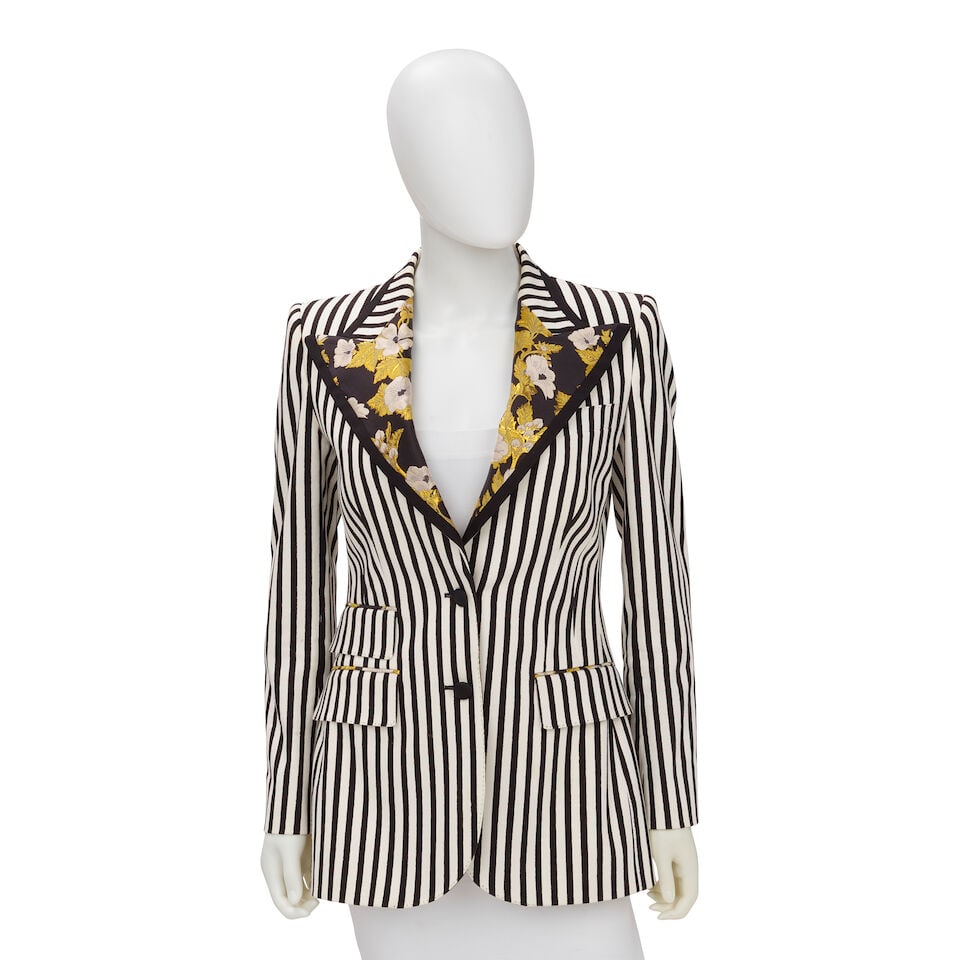 DOLCE AND GABBANA: BLACK STRIPE AND FLORAL BLAZER (1 of 2)